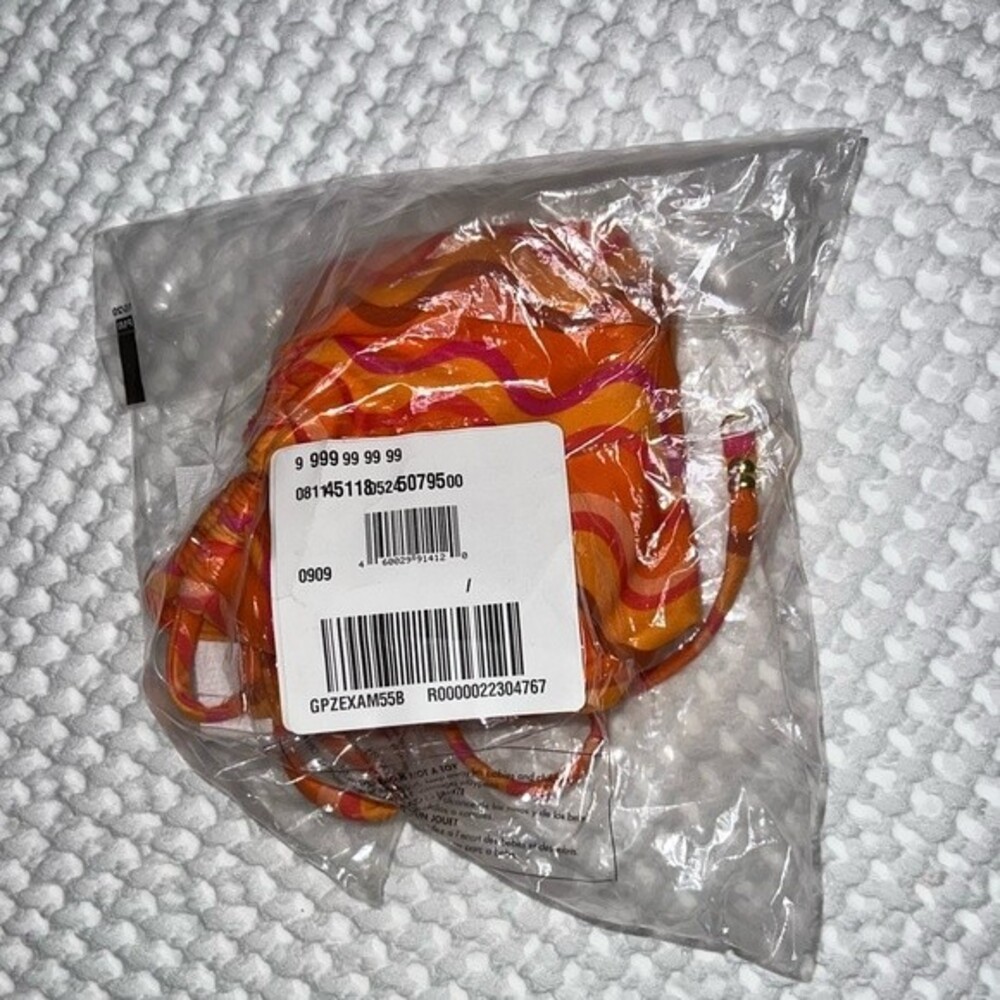 Kendall + Kylie Bikini Bottoms Womens XL Orange Splash High Cut Side Tie B3 - Picture 4 of 9